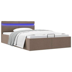 Cama canapé hidráulica almacenaje sin colchón taupe 140x200 cm en Camas y somieres | Comprar online en Foro24
