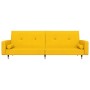 Sofá cama de 2 plazas con dos almohadas terciopelo amarillo