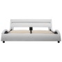 Estructura de cama con LED cuero sintético blanco 140x200 cm