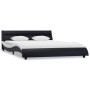 Estructura cama con LED cuero sintético negro blanco 180x200 cm