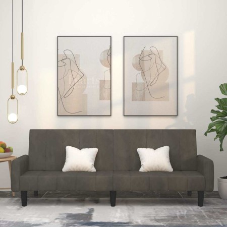 Sofá cama de 2 plazas terciopelo gris oscuro en Sofás | Comprar online en Foro24