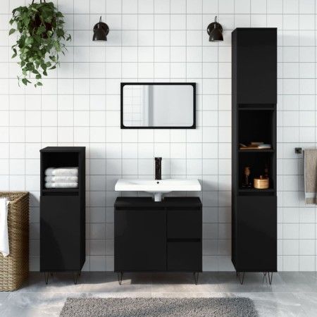 Juego de muebles de baño 3 pzas madera contrachapada negro de vidaXL, Muebles de baño - Ref: Foro24-3190222, Precio: 207,09 €