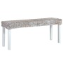 Banco de ratán kubu y madera maciza de caoba blanco 110 cm