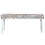 Banco de ratán kubu y madera maciza de caoba blanco 110 cm en Bancos de comedor y cocina | Comprar online en Foro24