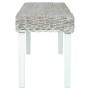 Banco de ratán kubu y madera maciza de caoba blanco 110 cm