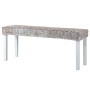 Banco de ratán kubu y madera maciza de caoba blanco 110 cm
