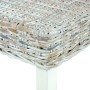 Banco de ratán kubu y madera maciza de caoba blanco 110 cm