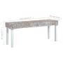 Banco de ratán kubu y madera maciza de caoba blanco 110 cm