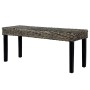 Banco de ratán kubu y madera maciza de caoba negro 110 cm