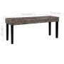 Banco de ratán kubu y madera maciza de caoba negro 110 cm