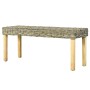 Banco de ratán kubu natural y madera maciza de caoba 110 cm