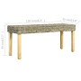 Banco de ratán kubu natural y madera maciza de caoba 110 cm