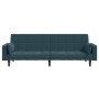 Sofá cama de 2 plazas con dos almohadas terciopelo azul