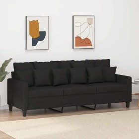 Sofá de 3 plazas de tela negro 180 cm