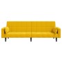 Sofá cama de 2 plazas con dos almohadas terciopelo amarillo