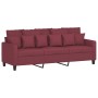 Sofá de 3 plazas de tela rojo tinto 180 cm
