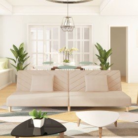 Sofá cama de 2 plazas con dos almohadas tela color crema Sofá cama de 2 plazas con dos almohadas tela color crema