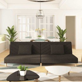 Sofá cama de 2 plazas con dos almohadas tela marrón Sofá cama de 2 plazas con dos almohadas tela marrón