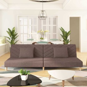 Sofá cama de 2 plazas con dos almohadas tela gris taupe Sofá cama de 2 plazas con dos almohadas tela gris taupe