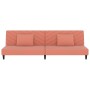 Sofá cama de 2 plazas con dos almohadas terciopelo rosa