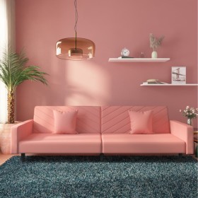 Sofá cama de 2 plazas con dos almohadas terciopelo rosa Sofá cama de 2 plazas con dos almohadas terciopelo rosa