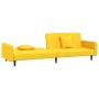 Sofá cama de 2 plazas con dos almohadas terciopelo amarillo