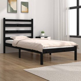 Estructura de cama madera maciza de pino negro 75x190 cm