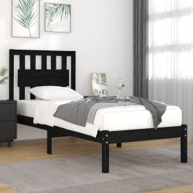 Solid black pine wood bed frame 75x190 cm by vidaXL, Beds and slatted bases - Ref: Foro24-3103897, Price: 121,38 €, Discount: %