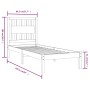 Estructura de cama madera maciza de pino negro 75x190 cm