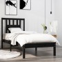 Black single solid wood bed frame 75x190 cm by vidaXL, Beds and slatted bases - Ref: Foro24-3104027, Price: 111,39 €, Discoun...