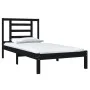Black single solid wood bed frame 75x190 cm by vidaXL, Beds and slatted bases - Ref: Foro24-3104312, Price: 110,30 €, Discoun...