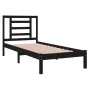 Black single solid wood bed frame 75x190 cm by vidaXL, Beds and slatted bases - Ref: Foro24-3104312, Price: 110,30 €, Discoun...