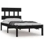 Black single solid wood bed frame 75x190 cm by vidaXL, Beds and slatted bases - Ref: Foro24-3104702, Price: 108,16 €, Discoun...