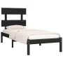 Black single solid wood bed frame 75x190 cm by vidaXL, Beds and slatted bases - Ref: Foro24-3104637, Price: 105,67 €, Discoun...