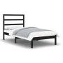 Black single solid wood bed frame 75x190 cm by vidaXL, Beds and slatted bases - Ref: Foro24-3104897, Price: 107,02 €, Discoun...