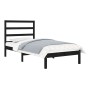 Black single solid wood bed frame 75x190 cm by vidaXL, Beds and slatted bases - Ref: Foro24-3104897, Price: 105,42 €, Discoun...