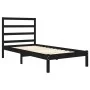 Black single solid wood bed frame 75x190 cm by vidaXL, Beds and slatted bases - Ref: Foro24-3104897, Price: 107,02 €, Discoun...