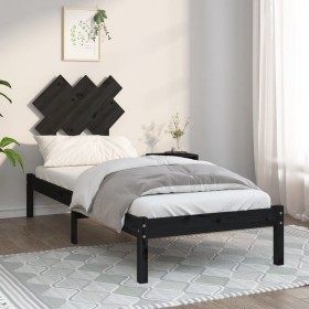 Estructura cama madera maciza individual negro 75x190 cm