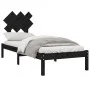 Estructura cama madera maciza individual negro 75x190 cm de vidaXL, Camas y somieres - Ref: Foro24-3104832, Precio: 105,98 €,...