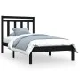 Black single solid wood bed frame 75x190 cm by vidaXL, Beds and slatted bases - Ref: Foro24-3105214, Price: 112,03 €, Discoun...
