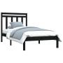 Black single solid wood bed frame 75x190 cm by vidaXL, Beds and slatted bases - Ref: Foro24-3105214, Price: 110,35 €, Discoun...