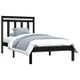 Black single solid wood bed frame 75x190 cm by vidaXL, Beds and slatted bases - Ref: Foro24-3105214, Price: 112,03 €, Discoun...