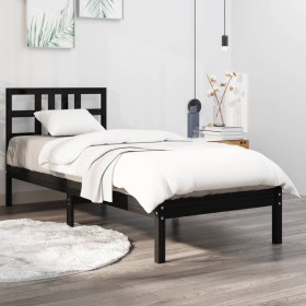 Schwarzer Einzelbettrahmen aus Massivholz, 75 x 190 cm von vidaXL, Betten und Lattenroste - Ref: Foro24-3105369, Preis: 112,0...