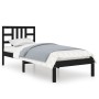 Black single solid wood bed frame 75x190 cm by vidaXL, Beds and slatted bases - Ref: Foro24-3105369, Price: 108,94 €, Discoun...