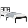 Black single solid wood bed frame 75x190 cm by vidaXL, Beds and slatted bases - Ref: Foro24-3105369, Price: 110,58 €, Discoun...