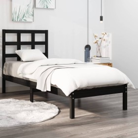 Schwarzer Einzelbettrahmen aus Massivholz, 75 x 190 cm von vidaXL, Betten und Lattenroste - Ref: Foro24-3105434, Preis: 112,7...