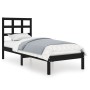 Black single solid wood bed frame 75x190 cm by vidaXL, Beds and slatted bases - Ref: Foro24-3105434, Price: 112,76 €, Discoun...