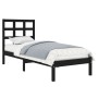Black single solid wood bed frame 75x190 cm by vidaXL, Beds and slatted bases - Ref: Foro24-3105434, Price: 112,76 €, Discoun...