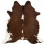Alfombra de piel de vaca auténtica marrón y blanco 180x220 cm