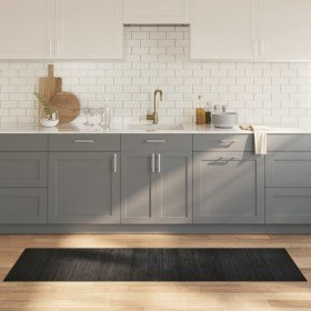 Alfombra rectangular bambú gris 60x200 cm